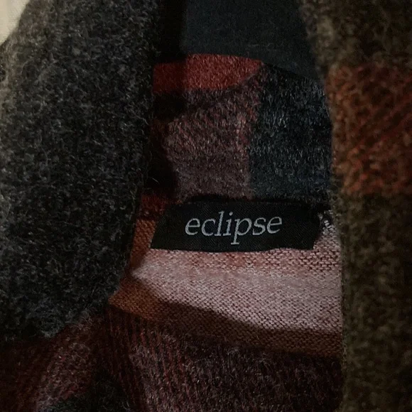 ❤️🔥5/20$❤️🔥ECLIPSE 💫 Womens Plaid Red Sweater Poncho - Picture 7 of 8